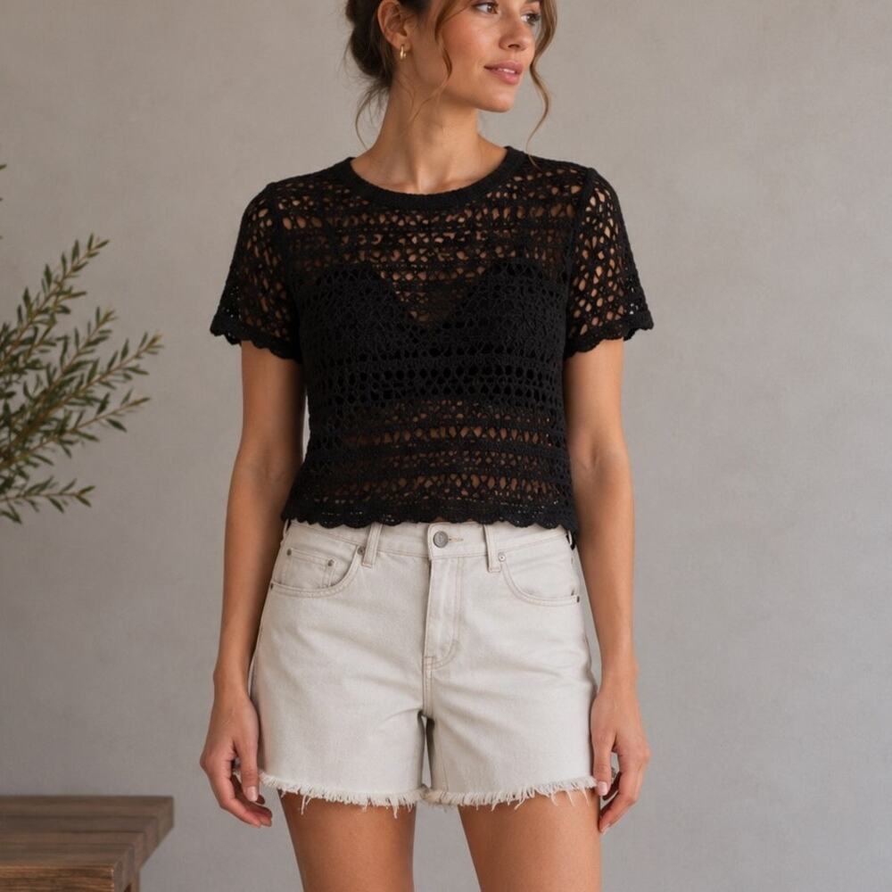 Pilcro and the Letterpress White Denim Cut-off Shorts 27